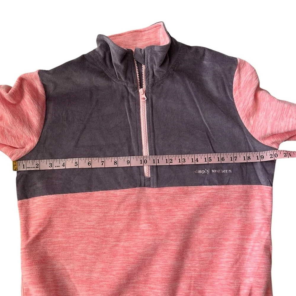 Simply Southern SimplyCordy Half-Zip Sweatshirt in Coral & Purple S - Picture 8 of 11